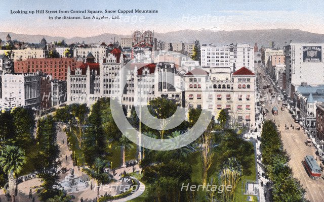 Looking up Hill Street from Central Square, Los Angeles, California, USA, 1915. Artist: Unknown