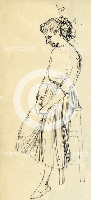 Woman sitting on a stool, c1950. Creator: Shirley Markham.