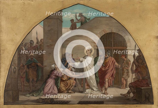 Sketch for the church of Saint-Gervais: St Laurence healing the blind in prison, c.1869.  Creator: Célestin Nanteuil.