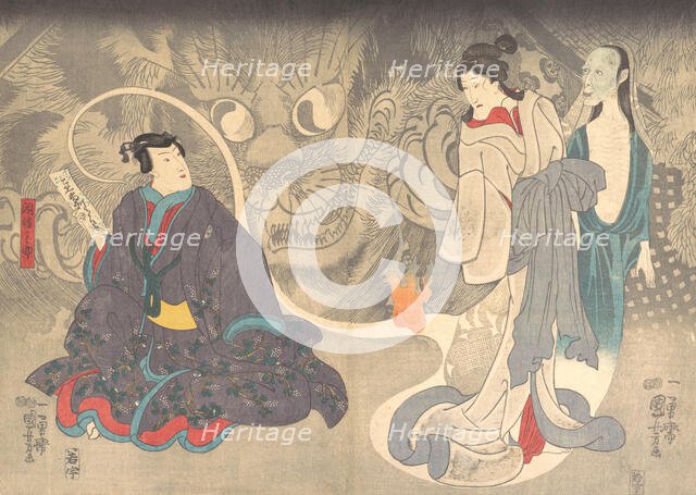 Scene from a Ghost Story: The Okazaki Cat Demon, ca. 1850. Creator: Utagawa Kuniyoshi.