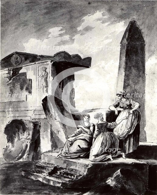 Three Young Girls by Ruins, ca. 1790. Creator: copy after Hubert Robert.