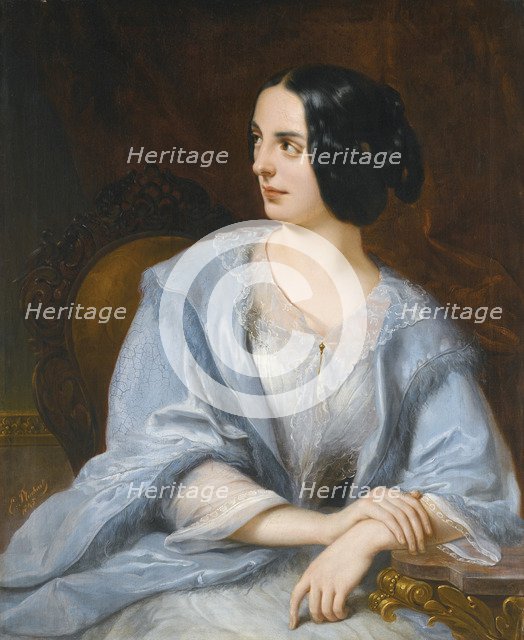 Portrait of the actress of the Imperial theatre Vera Samoylova, 1845. Artist: Pluchart, Eugéne (1809-1880)