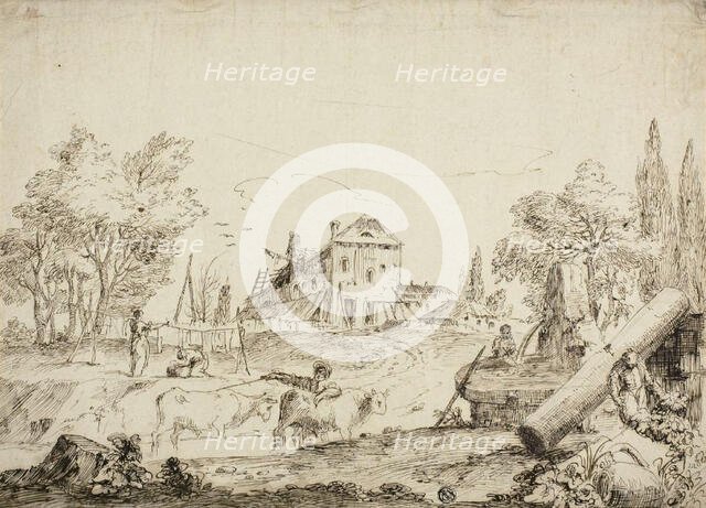 Farmyard Scene, n.d. Creator: Bernardo Zilotti.