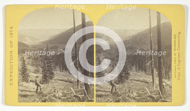 Cañon, Valley of the Conejos River, looking south from vicinity of "Lost Lakes", 1874. Creator: Tim O'Sullivan.