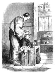 A Japanese barber - from a sketch by our special artist, 1864. Creator: Unknown.