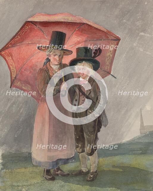 Red umbrella, 1847. Creator: Karoly Lajos Libay.