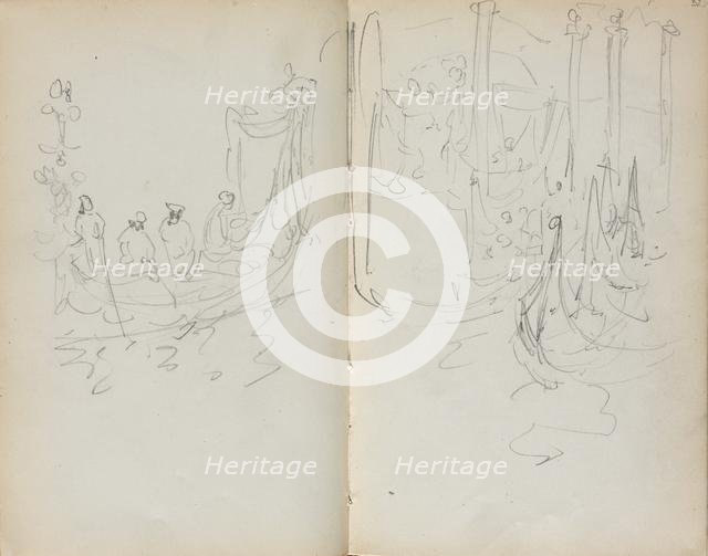 Italian Sketchbook: Venetian Harbor View (page 31 & 32), 1898-1899. Creator: Maurice Prendergast (American, 1858-1924).