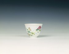 Small famille rose cup with peony and lillies, Qing dynasty, Yongzheng period, China, 1723-1735. Artist: Unknown