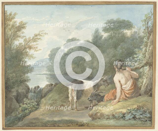 Shepherdess with goats in a landscape with a lake, 1781. Creator: Aert Schouman.