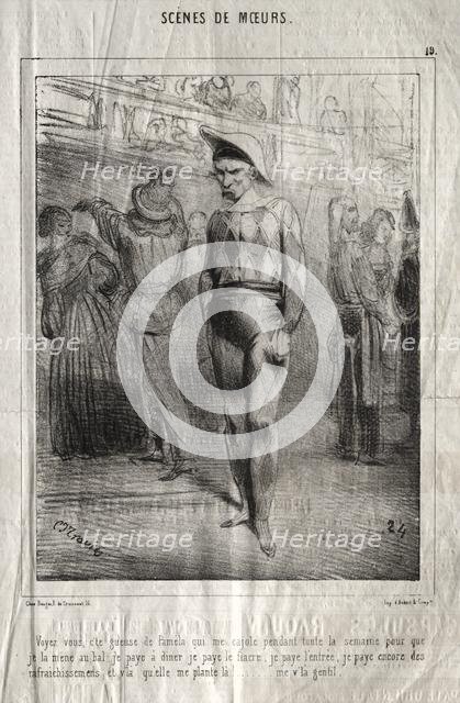 Scènes de moeurs: Voyez vous, cte queuse de Pamela qui me cajole pendant toute la semaine.... Creator: Charles Joseph Traviès de Villers (French, 1804-1859).