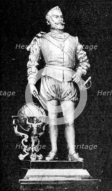 Silver model of the Plymouth statue of Sir Francis Drake, Mess of the Royal Naval College, 1890. Creator: Unknown.