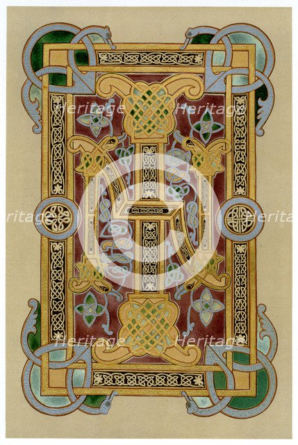 Illuminated initials 'I' and 'N', 9th century. Artist: Unknown