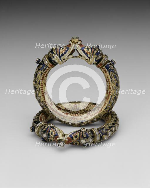 Bracelets with Confronting Makara Heads (Karas), 19th century. Creator: Unknown.