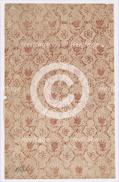Sheet with overall lattice pattern with flowers, 19th century. Creator: Anon.