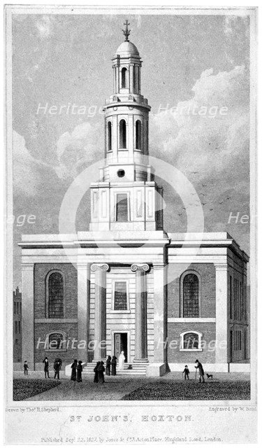 Church of St John the Baptist, Hoxton, London, 1827.     Artist: W Bond