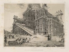 View of the Cathedral surrounded by wooden scaffolding (From: The Construction of the Saint Isaac's Cathedral), 1845. Artist: Montferrand, Auguste, de (1786-1858)