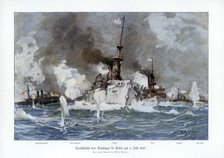 Battle of Santiago de Cuba, 3 July 1898 (1900). Creator: Willy Stower.