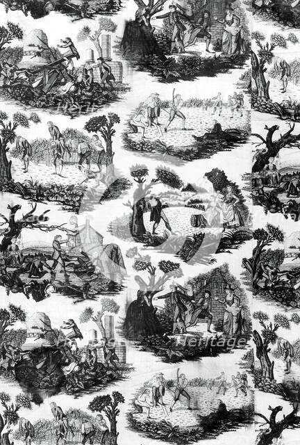 Outdoor Sports and Pastimes (Furnishing Fabric), England, c. 1790. Creator: Joseph Ware.