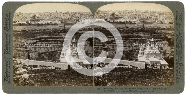 Jerusalem, as seen from the Mount of Olives, Palestine, 1901.Artist: Underwood & Underwood