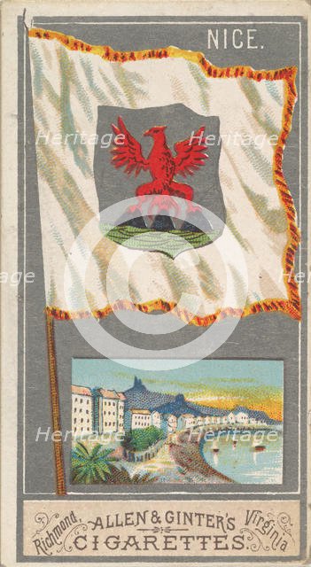 Nice, from the City Flags series (N6) for Allen & Ginter Cigarettes Brands, 1887. Creator: Allen & Ginter.