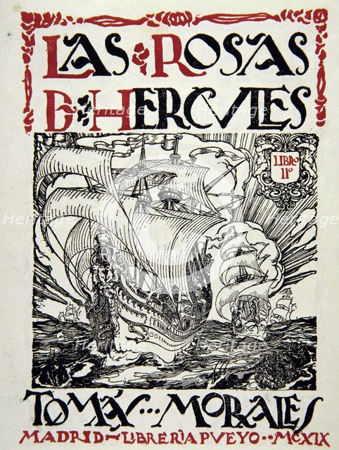 Cover of the book 'Roses of Hercules' by Tomás Morales, 1909 edition.