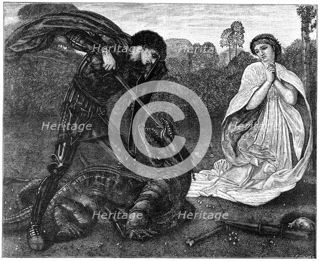 'St George and the Dragon', 1930s.Artist: Birket Foster