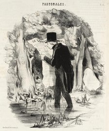 Où peut conduire la lecture du Constitutionnel!, 1845. Creator: Honore Daumier.