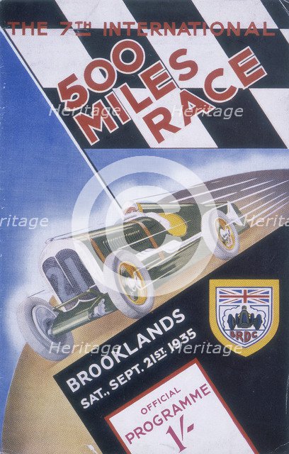 A programme for Brooklands 500 miles race, 1935. Artist: Unknown