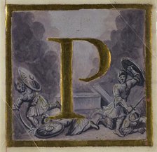 Historiated initial "P" with Resurrection, from a Choirbook, 18th or 19th century. Creator: Unknown.