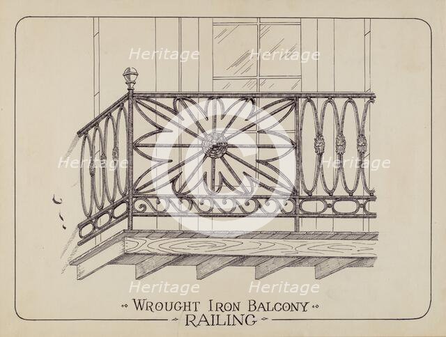 Iron Balcony Railings, 1935/1942. Creator: Arelia Arbo.