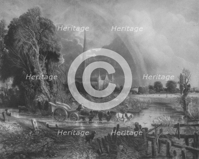 'Salisbury Cathedral from the Meadows', 1831, (1917). Artist: Unknown.