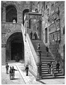 The courtyard of the Bargello, Florence, Italy, 1882. Artist: Unknown