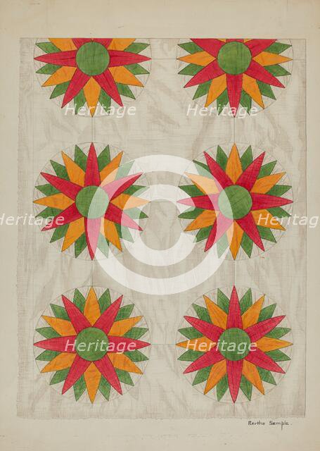 Patchwork Quilt - Top, c. 1937. Creator: Bertha Semple.