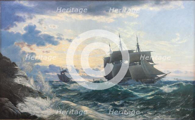 Ships off the coast the morning after a storm, 1878. Creator: Carl Rasmussen.