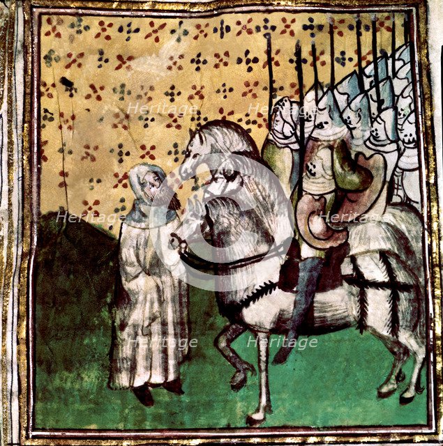 Expedition of Godfrey of Bouillon (1061-1100) to the Holy Land, detail of a miniature in 'From th…