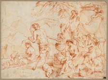 Bacchanal Before a Herm, early 1660s. Creator: Giovanni Benedetto Castiglione (Italian, 1609-1664).