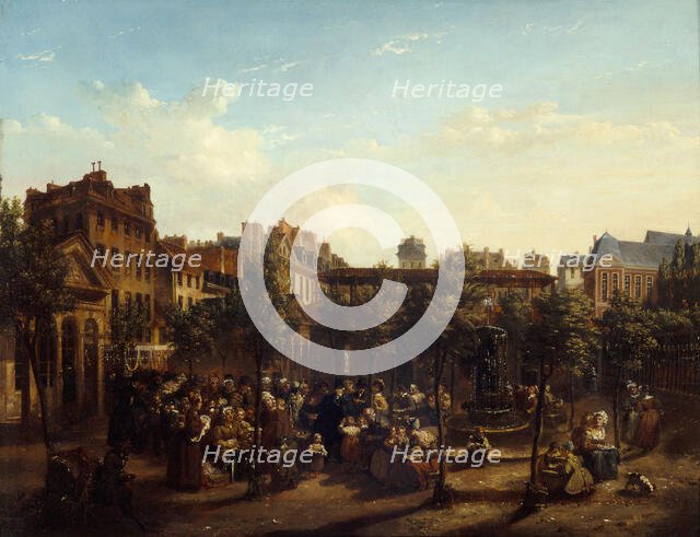 Edme Champion (1764-1852), dit "l'homme au petit manteau bleu", distribuant de la soupe..., c1834. Creator: Jean Baptiste Lecoeur.