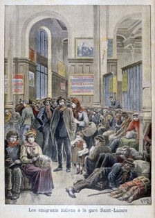 Italian emigrants at the Gare Saint-Lazare, Paris, 1896. Artist: Henri Meyer