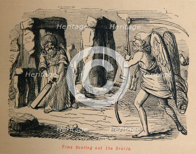 'Time Bowling out the Druids', c1860, (1860). Artist: John Leech.