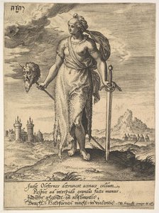 Judith, from Willem van Haecht, Tyrannorum proemia, 1578, 1578. Creator: Hieronymous Wierix.