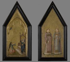 Small Altar-Annunciation (Obverse), Saints Lawrence and Stephen (Reverse), between 1310-1320. Creator: Master of the Saint George Codex.