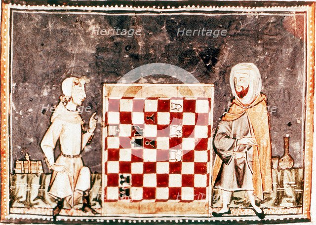 Game of Chess between a Crusader and a Saracen, 13th century. Artist: Unknown