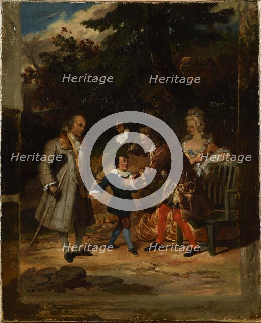 Voltaire blessing Franklin's grandson, 1826. Creator: Devéria, Achille (1800-1857).