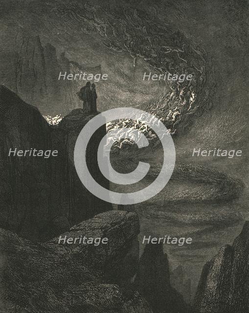 'The stormy blast of hell with restless fury drives the spirits on', c1890.  Creator: Gustave Doré.