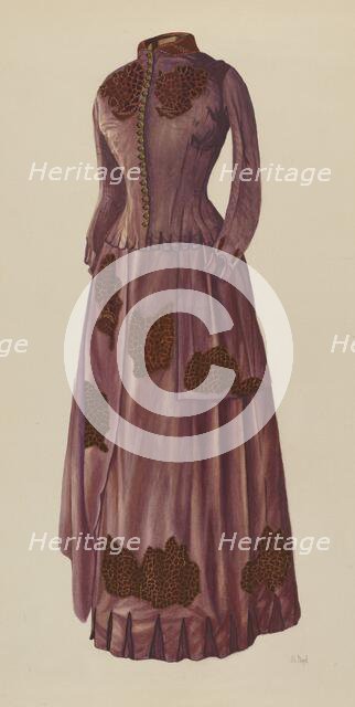 Brown Silk Afternoon Dress, c. 1936. Creator: Joseph L. Boyd.