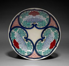 Dish with Lotus in Rui-Head-Shaped Cartouches, mid-1800s. Creator: Unknown.