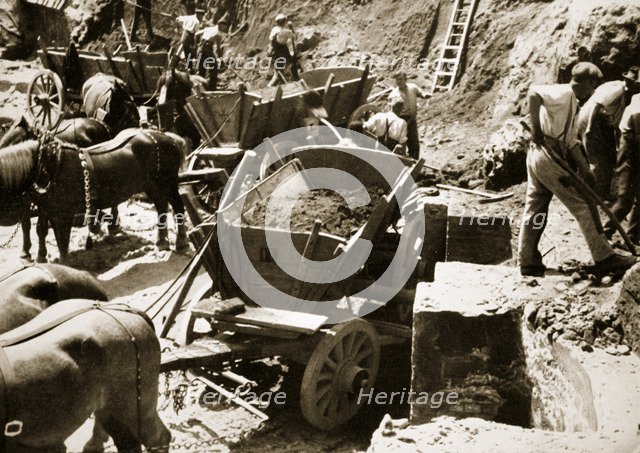 New road under construction, Germany, 1936. Artist: Unknown