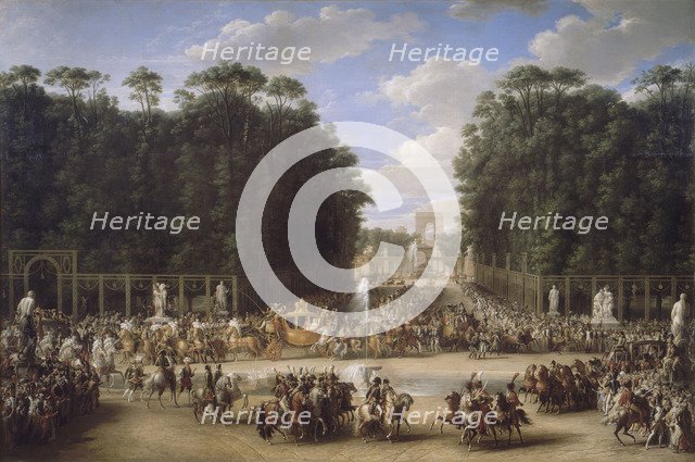 The marriage procession of Napoleon I and Marie-Louise crossing the Jardin des Tuileries on 2nd Apri Artist: Garnier, Étienne-Barthélémy (1759-1849)
