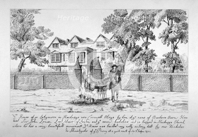 View of a building known as Barber's Barn, Mare Street, Hackney, London, c1854.    Artist: Anon