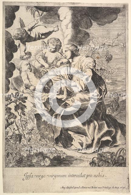Virgin and child with angels, 1636. Creator: Pierre Brebiette.